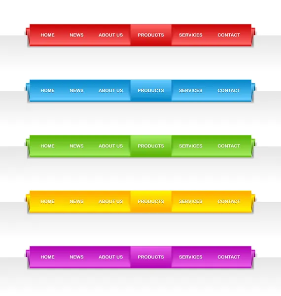 Colorful folded paper navigation menu — Stock Vector