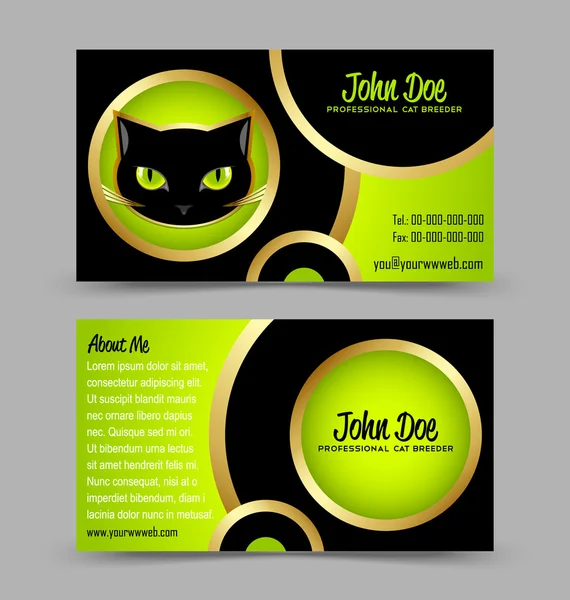 Θέμα κεφαλής γάτα επαγγελματική κάρτα — Διανυσματικό Αρχείο