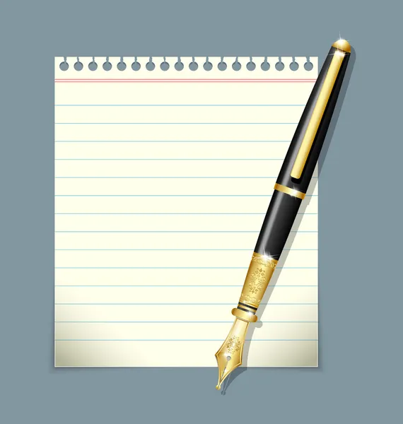 Μελάνι, στυλό και το χαρτί φύλλο εικονογράφηση — Διανυσματικό Αρχείο