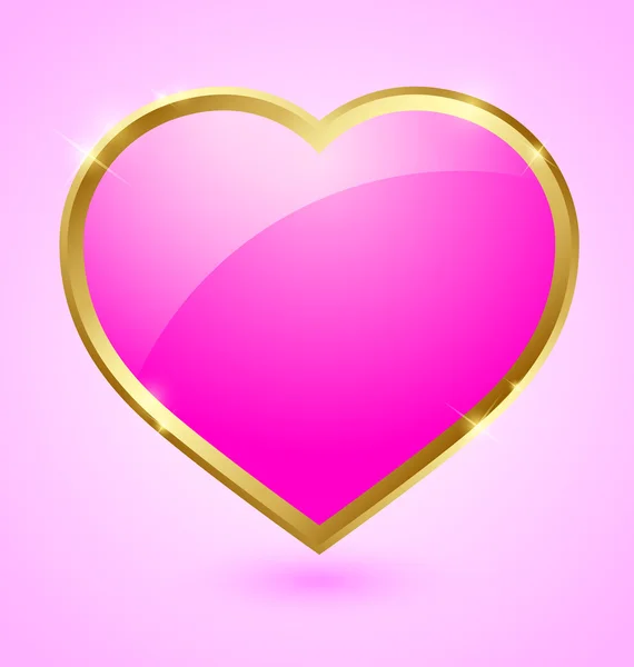 Pink and golden heart — Stock Vector
