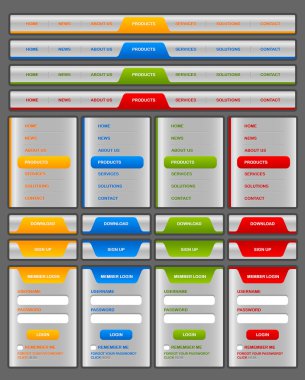 Navigation menu and website elements clipart