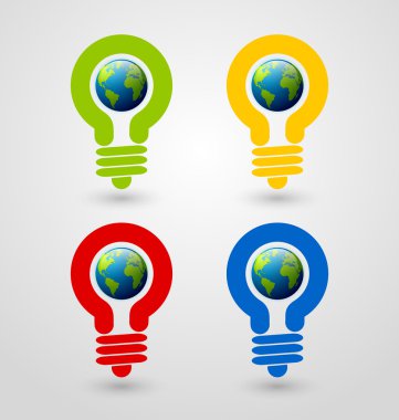 Light bulb earth icons clipart