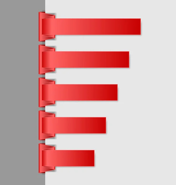 붉은 접힌된 종이 탐색 메뉴 배경 — 스톡 벡터