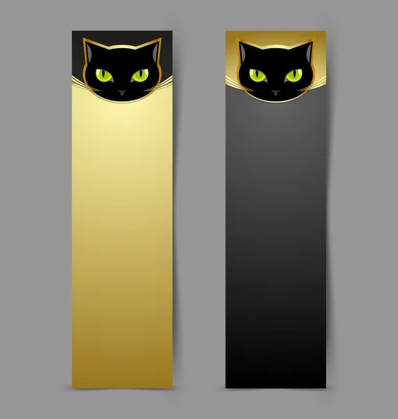 Black cat head banners — Stock Vector