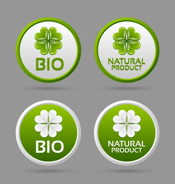 Stock vector Bio and natural product badge icons