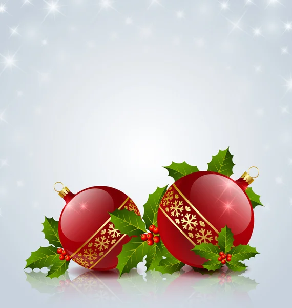 Karácsonyi labdák Holly — Stock Vector