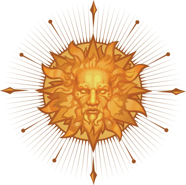 Emblema de sol decorativo — Vetor de Stock