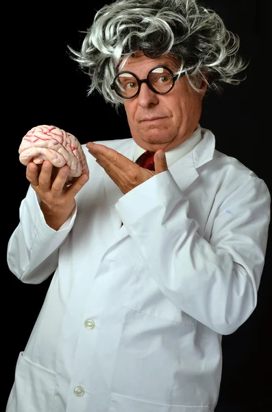 Profesor divertido y cerebro — Foto de Stock