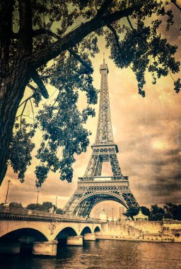 Eiffel tower monochrome vintage clipart