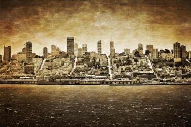 alcatraz dan san francisco vintage görünümü