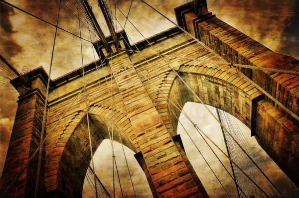 Brooklyn Köprüsü vintage görünümü — Stok fotoğraf
