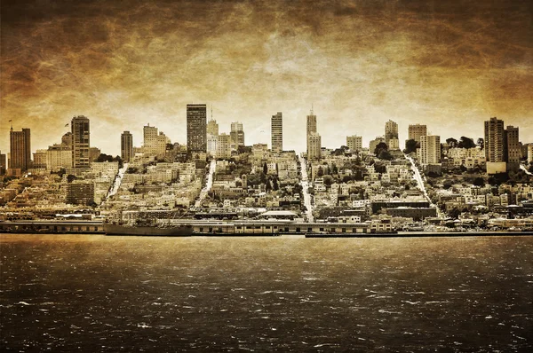San Francisco vista vintage de Alcatraz — Fotografia de Stock
