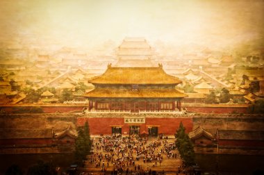 Forbidden city vintage view, Beijing, China clipart