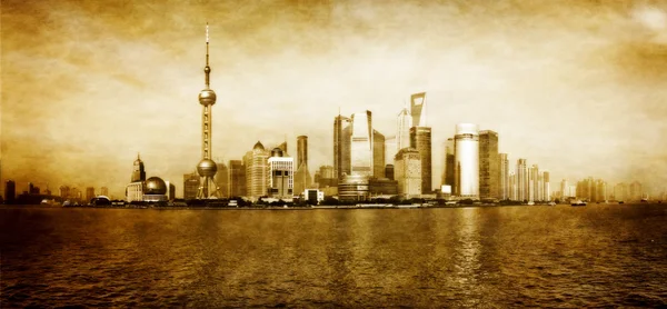 Xangai paisagem urbana do rio panorama vintage — Fotografia de Stock