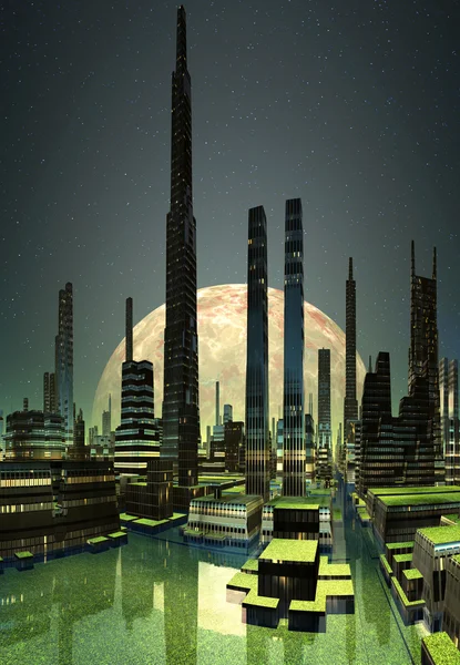 Fictional City Skyline — Stock Photo, Image