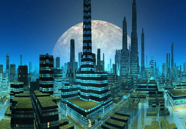 Fiktiv stad skyline — Stockfoto