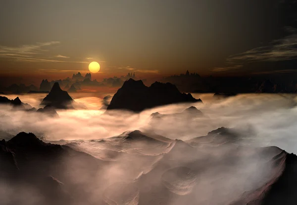 Fantasy Landscape with Sun and Clouds — Stock Photo, Image