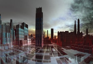 Modern Alien City Skyline clipart