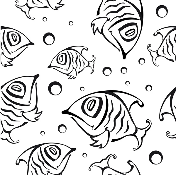Бесшовный рисунок с абстрактными рыбами — стоковый вектор