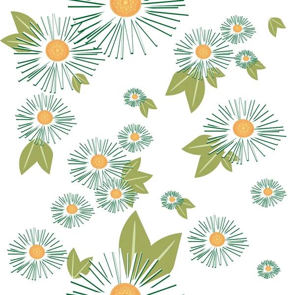 Vector seamless pattern with camomiles — Stock Vector