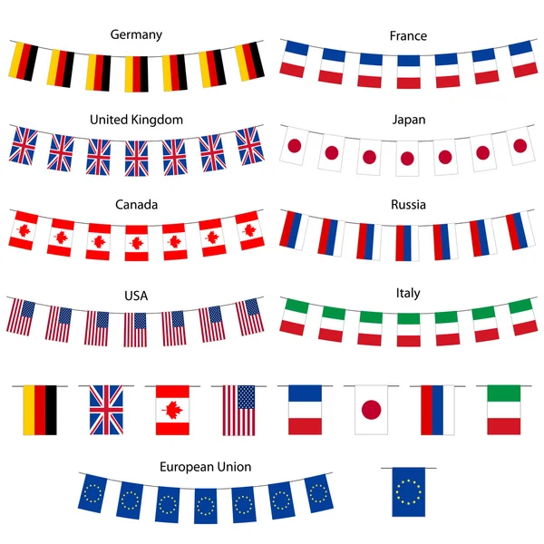 Vector bunting flags of G8 member countries and European Union Стоковий вектор