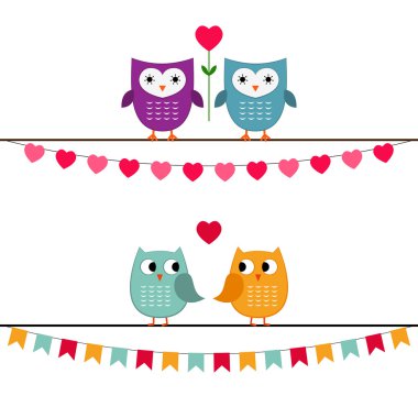 Owl couples set clipart