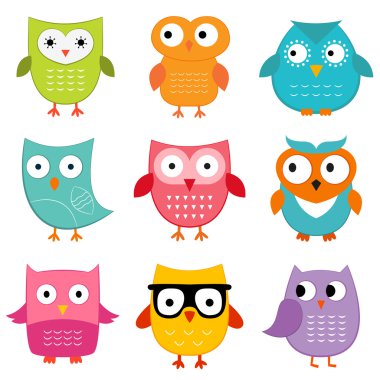 Owls set clipart