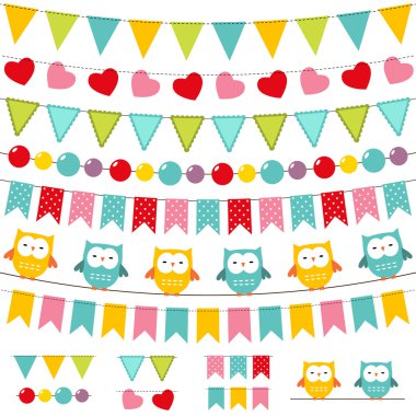 Bunting and garland set clipart