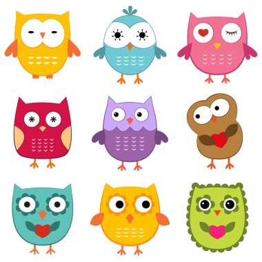 Owls set clipart