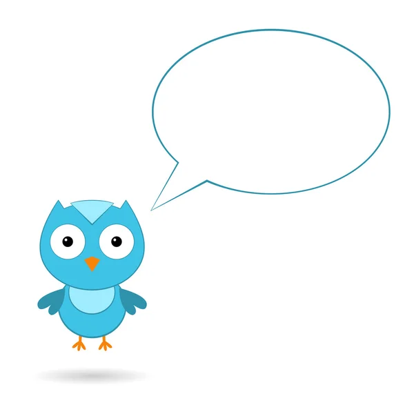 Mavi kuş ile konuşma balonu — Stok Vektör