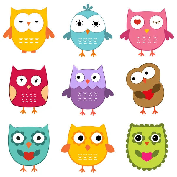 Owls set — Stock Vector