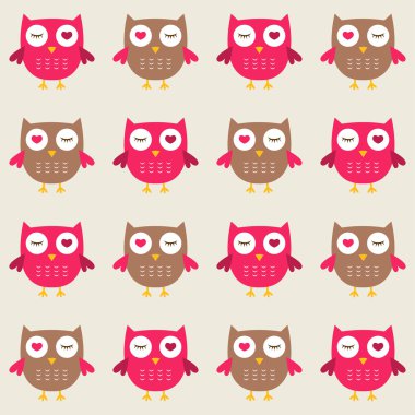 Seamless owls pattern clipart