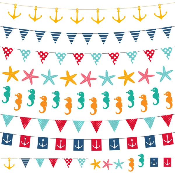 stock vector Marine bunting and garland set