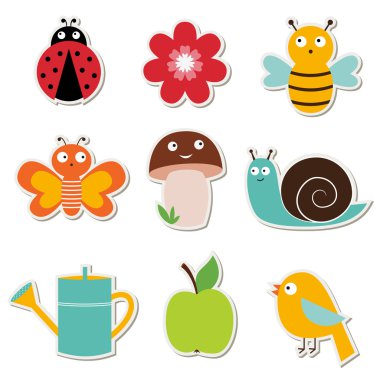 Summer garden stickers set clipart