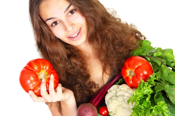 Jeune femme aux légumes — Photo