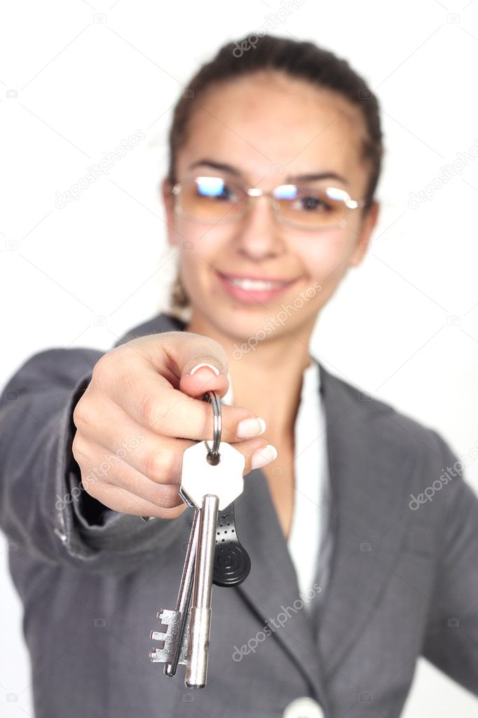 Businesswoman giving you keys