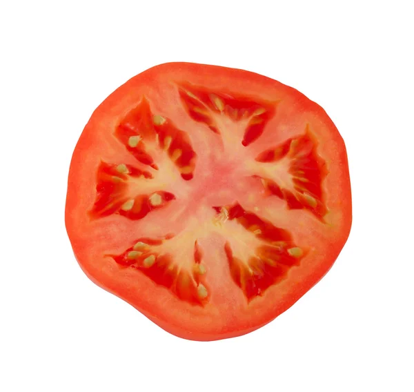 Tomatenscheibe isoliert auf weiß — Stockfoto