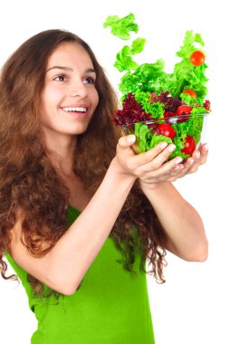 kadın kase salata ile