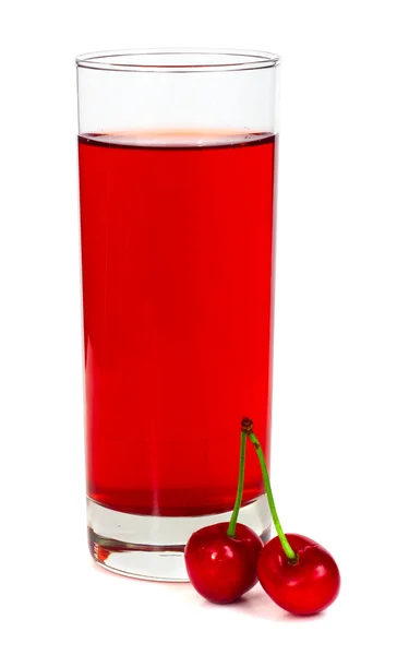 Juice with two cherries — Stock Photo, Image