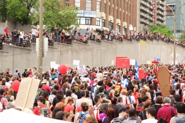 Demonstration in Montreal street clipart