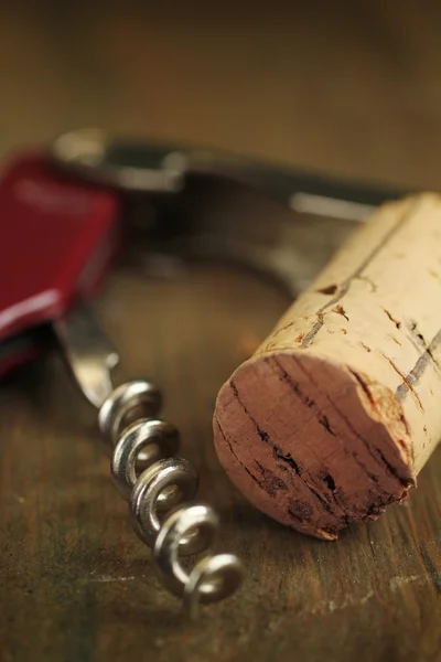 Cork wine and corkscrew — Stock Photo, Image