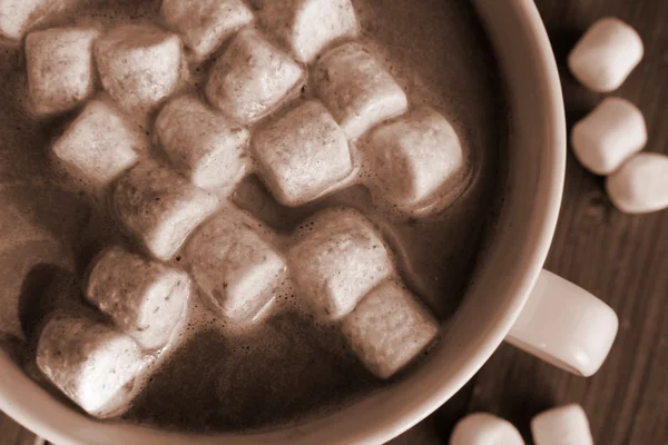 Warme chocolademelk met marshmallow — Stockfoto