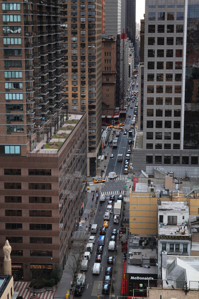 View of a street and buildings of New York city