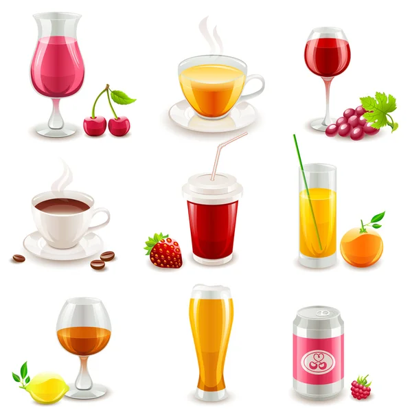Conjunto de iconos de bebidas — Vector de stock