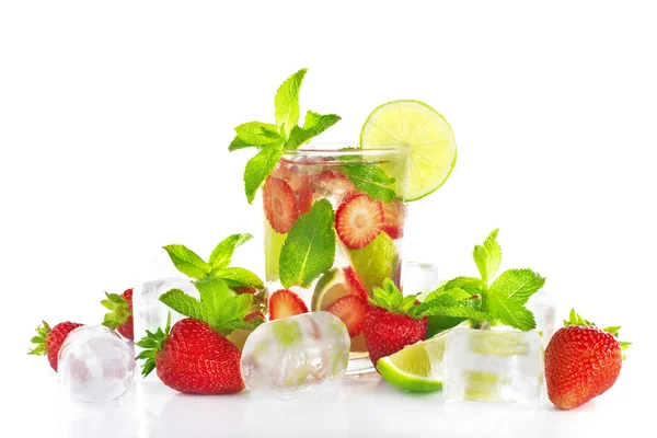 Strawberry mojito still life with ingredients — Stock Photo, Image