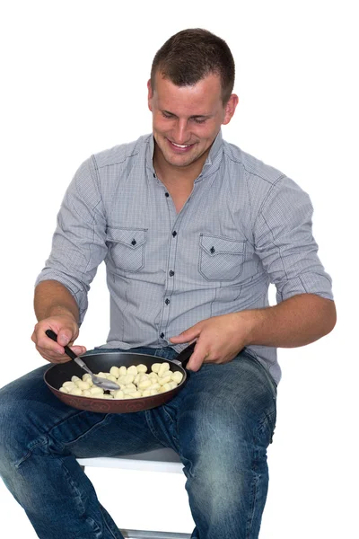 Yemek çekici genç bir adam — Stok fotoğraf