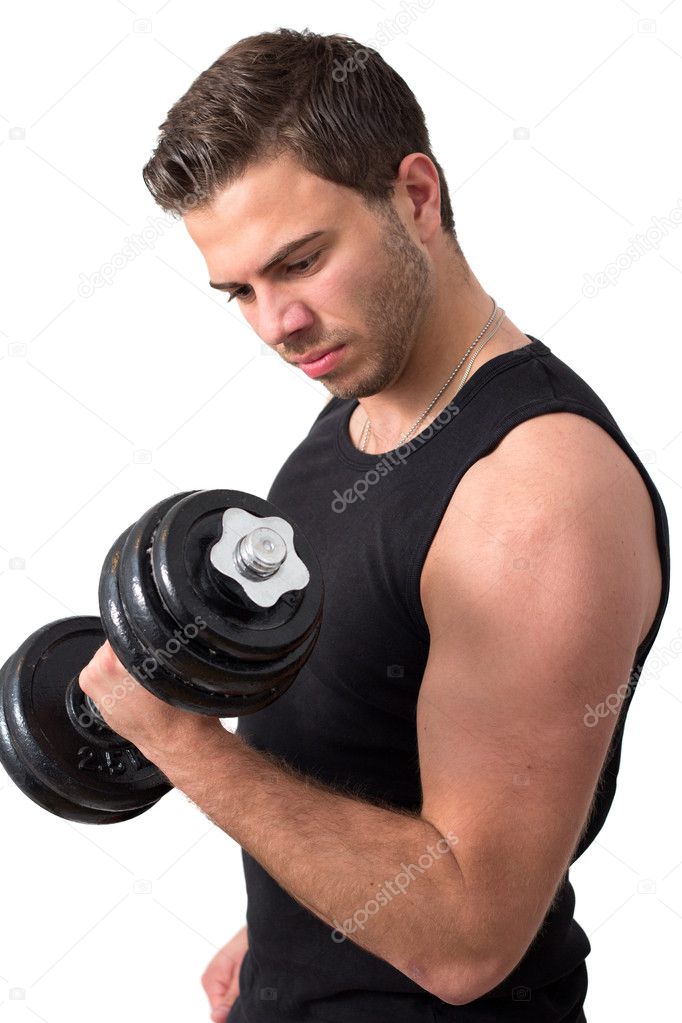 Attractive Young man working out with weights