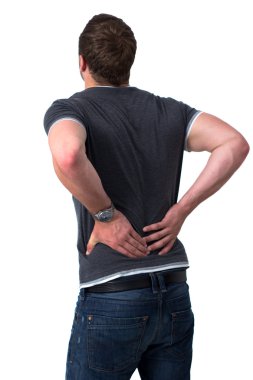 Young Man with back pain clipart