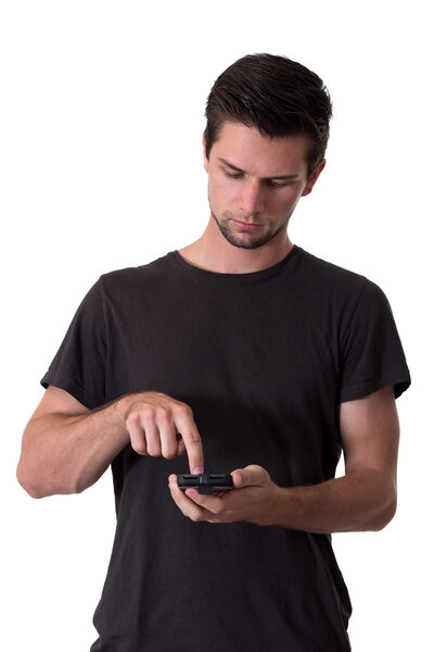 Young Man Working On His Smartphone