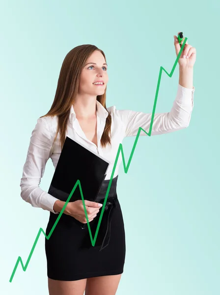 Young Businesswoman drawing a chart — Stock Photo, Image